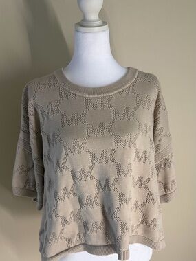 Michael Kors Beige Openwork Knit Tee